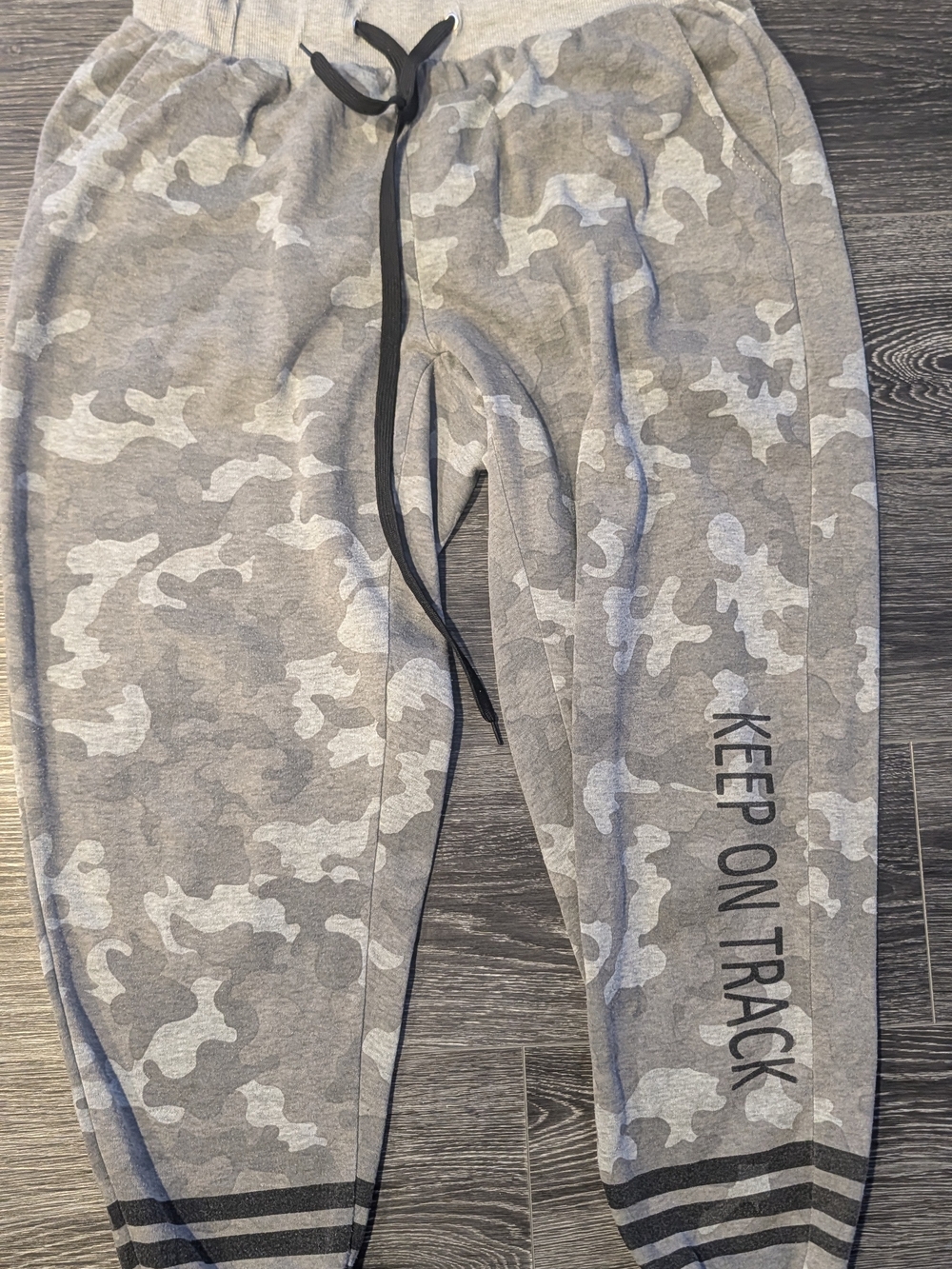 New Look Gray Camo Track Joggers with Black Drawstring